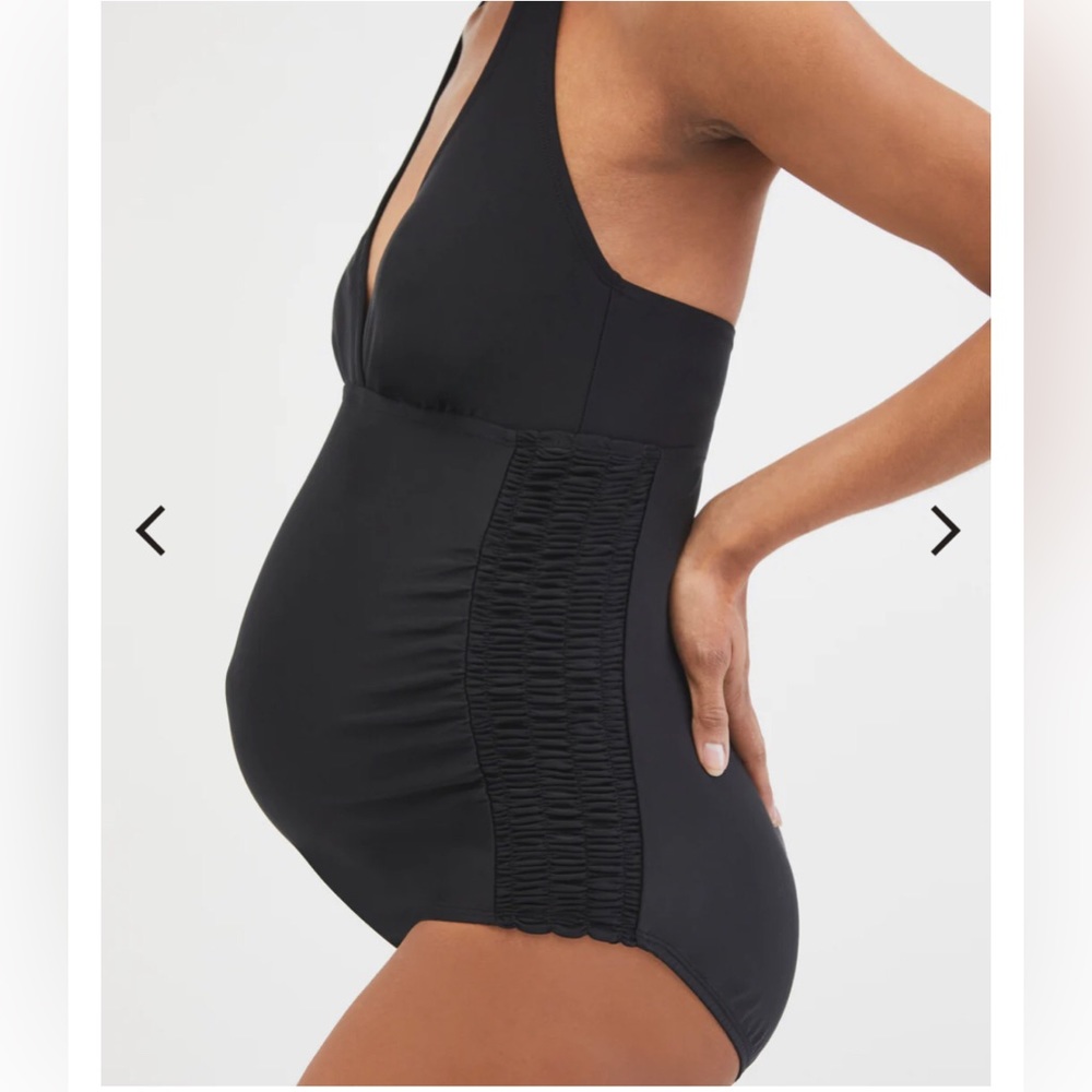 Motherhood Maternity Beach Bump Smocked Waist One Piece Swimsuit Size Medium